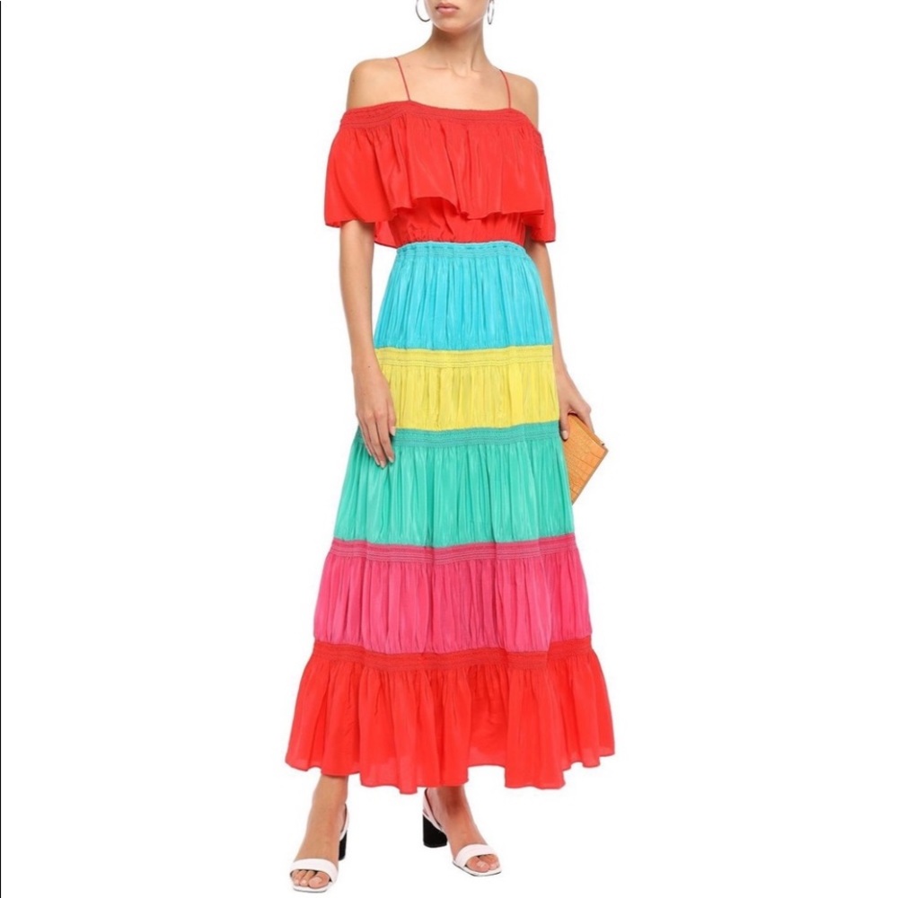 ALICE + OLIVIA off shoulder color block maxi dress - Picture 4 of 10